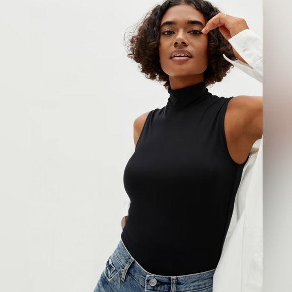 EVERLANE The Luster Mockneck Tank Bodysuit NWT SOLDOUT OnLine in Black Size XS - Picture 1 of 8